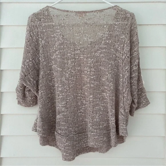 Anthropologie | Meadow Rue Taupe and Cream Lace Detail Sweater Size Small - Picture 2 of 11